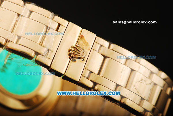 Rolex Day-Date Swiss ETA 2824 Automatic Movement Case with Diamond Markers/Bezel and Gold Strap - Click Image to Close